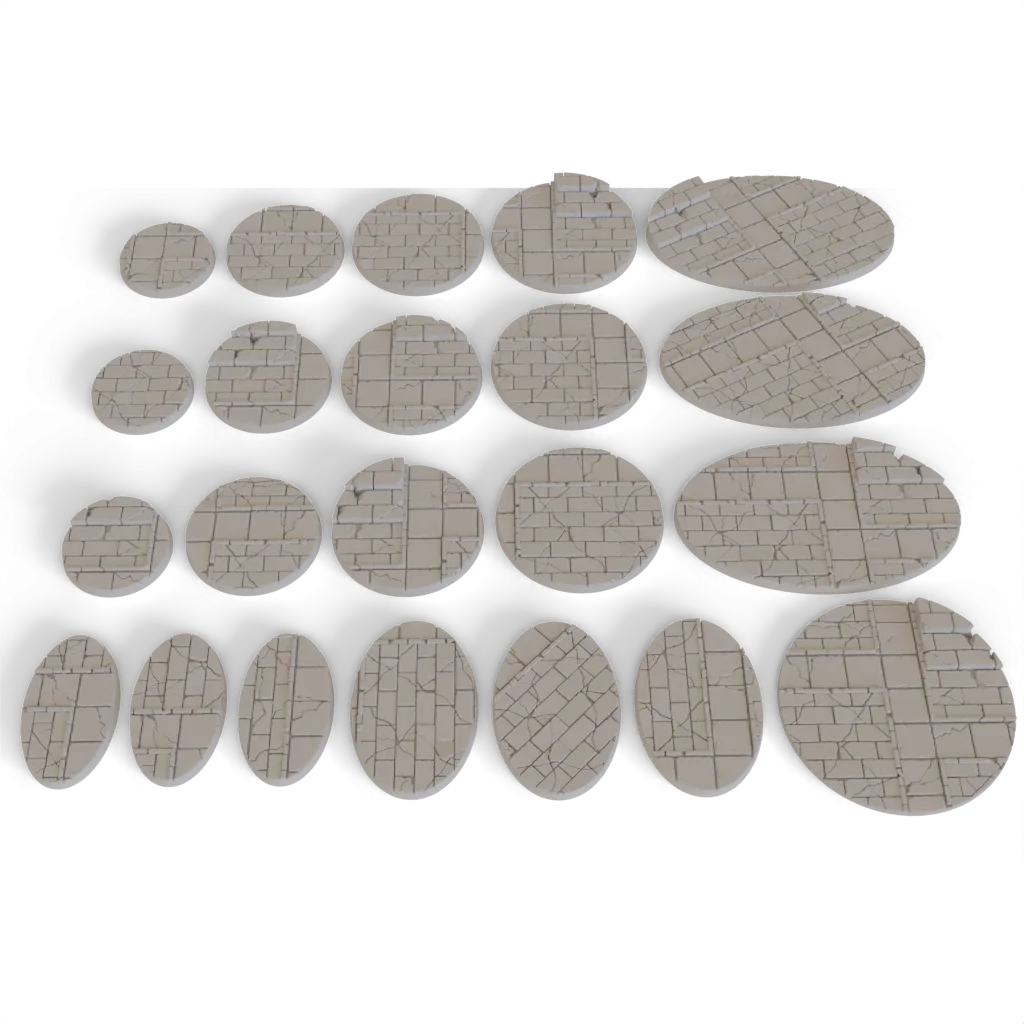 Large Scenic Wargaming Bases (60mm, 80mm, 90mm, 100mm, 130mm, 170mm) - Stone Bricks & Slabs